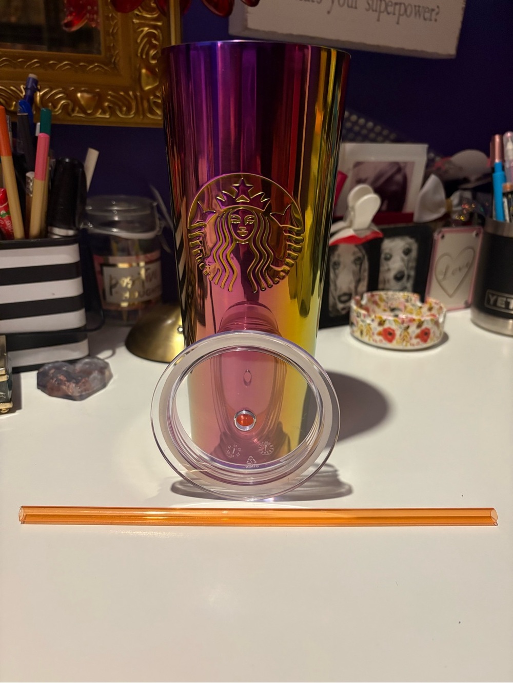Starbucks Iridescent Rainbow Oil Slick Stainless Steel Tumblr